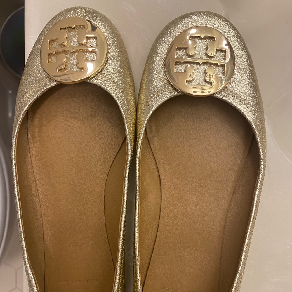 Gold Tory Burch Flats